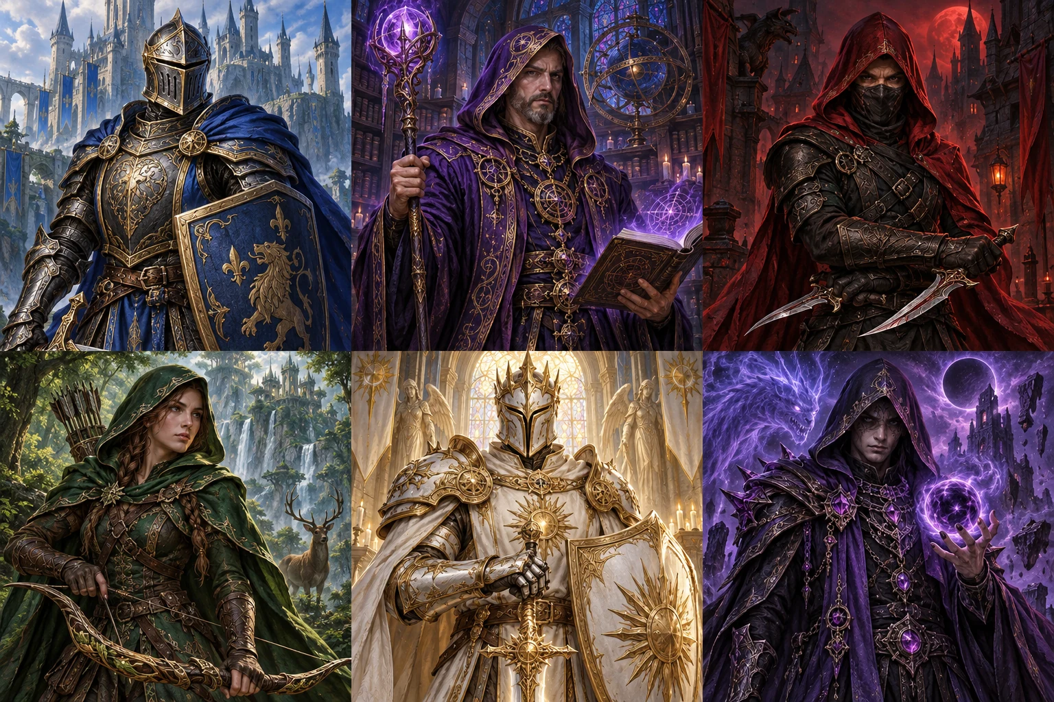 Official Knight, Mage, Rogue, Ranger, Paladin and Summoner ClassBound profile artwork