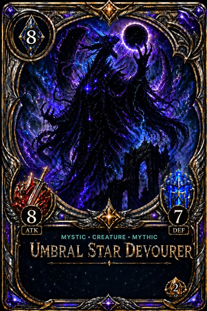 Umbral Star Devourer card front with an eclipse-wreathed cosmic creature