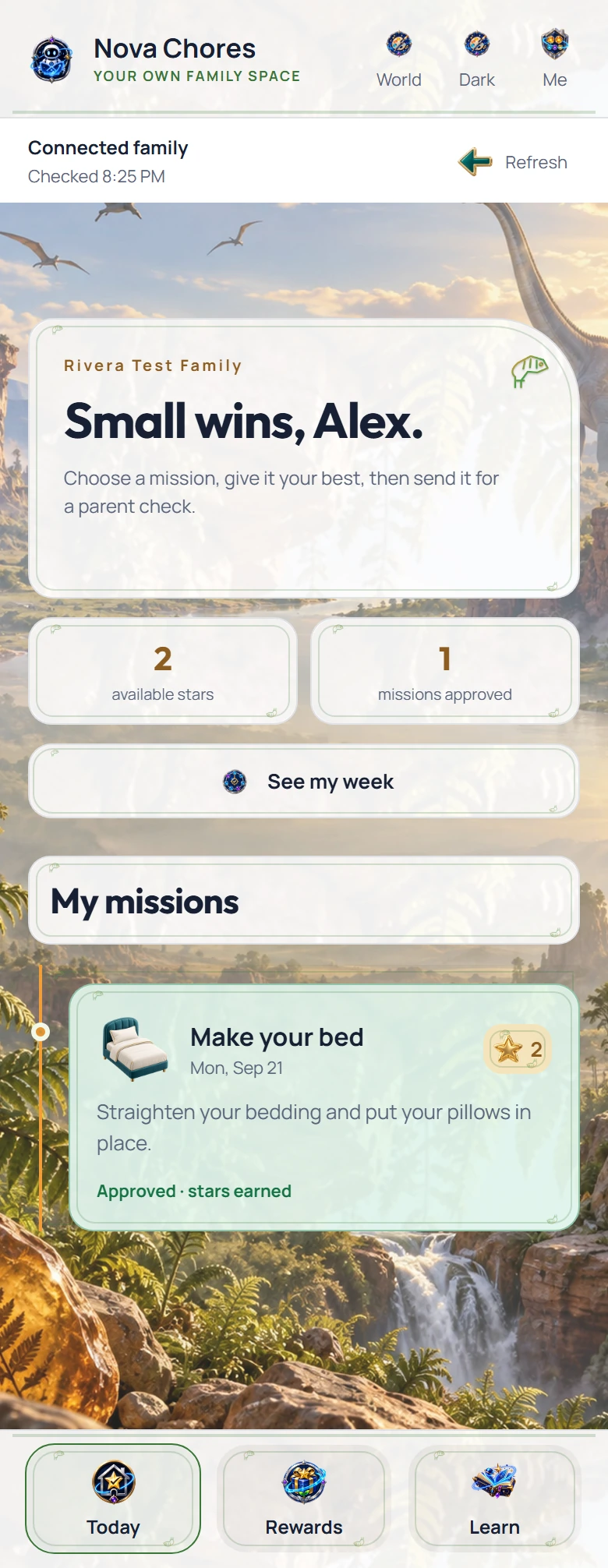 Dino Discovery in light mode, actual app screen
